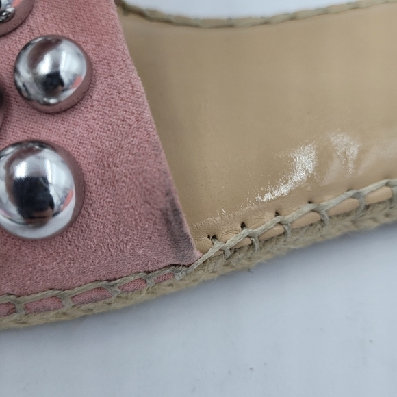 Nine West Pink Even Studded Espadrille Slide Sandals Size 7.5 - Picture 2 of 11